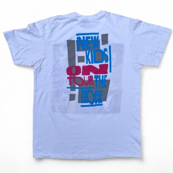 Vintage 1989 New Kids On The Block Faces Tour Band Tee T Shirt L USA Made 80s - Picture 3 of 12